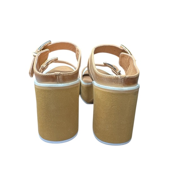 Antelope Tan Leather Double Buckle Platform Sandals Size 7 - Picture 5 of 11